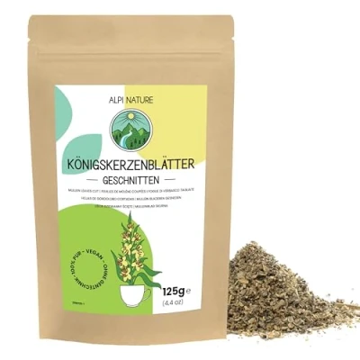 Image of Mullein Tea 125g 4.4 oz by Alpi Nature, Dried Leaves Cut, Loose Leaf Tea, for Preparation of Herbal and