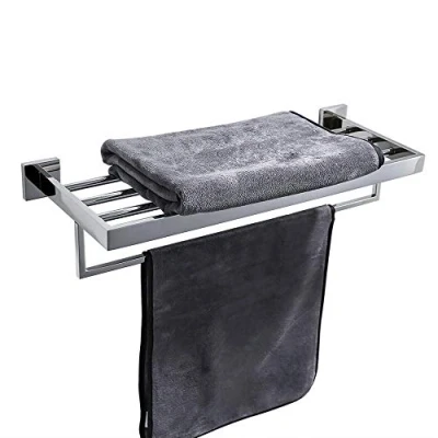 Image of TURS Towel Rack Bathroom Shelf Holder Hanger Rails 20 Inch Stainless Steel Wall Mount, Polished Chrome Finish, Q7008P 50CM