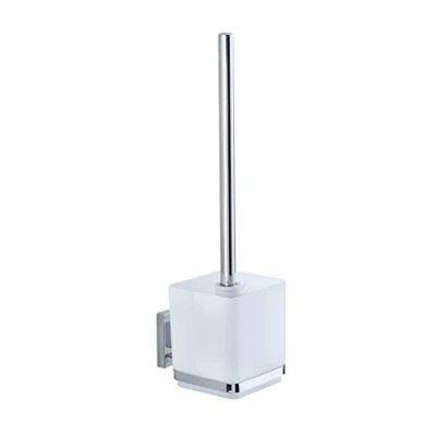 Image of WENKO 22695100 Vacuum Loc® toilet brush Quadro, Stainless steel, 9.5 x 37 12.5 cm, Shiny