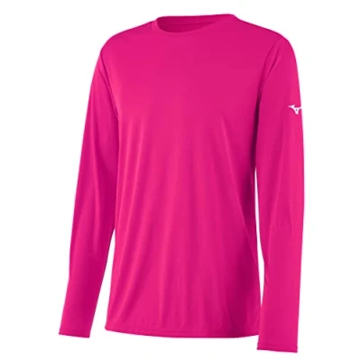 Image of Mizuno Men&#039;s Nxt Long Sleeve Tee T Shirt, Shocking Pink, X Small