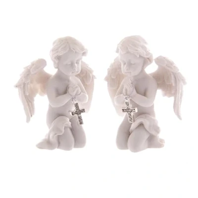 Image of Puckator Cherub Praying with Bejewelled Cross Romantic Modern Love Wedding Gift Gifts For Girlfriend Fairy Fairies Grave Ornaments Figurine Valentines Day Her Him Home Decor