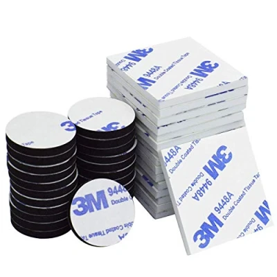Image of Aurorali Double Sided Sticky Pads, 50 Pcs Adhesive Foam Pads Mounting Squares and Round, Black White