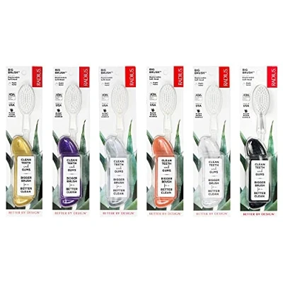Image of RADIUS Toothbrush Big Brush Right Hand Assorted Colors 6 Count BPA Free and ADA Accepted Designed to Improve Gum Health Reduce the Risk of Disease