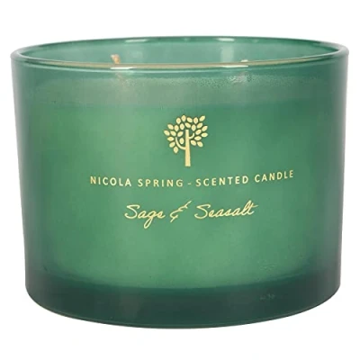 Image of 350g Double Wick Sage &amp; Seasalt Soy Wax Scented Candle By Nicola Spring