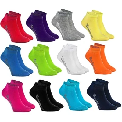 Image of Rainbow Socks Boys and Girls Cotton Sneaker 12 pairs Multicoloured Size 11,5 2,5