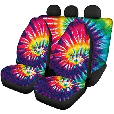 Image of Jeiento Stretchy Tie Dye Seat Covers for Car, Non Slip Protector 4PCS Car Interior Accessories Universal Fit Vehicle Cars Sedan SUV Truck
