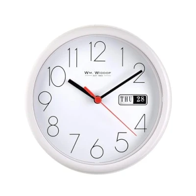 Image of Wm.Widdop Day/Date Wall Clk White Case/White Dial 8.5&quot;Rnd +B
