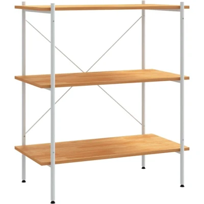 Image of vidaXL 3 Tier Shelving Unit White and Oak 80x40x92 cm