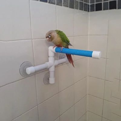 Image of Portable Suction Cup Shower Perch Stand for Bird Parrot Budgies Parakeet Cockatiel Conure Lovebirds Macaw African Greys Cockatoo Bath Toy