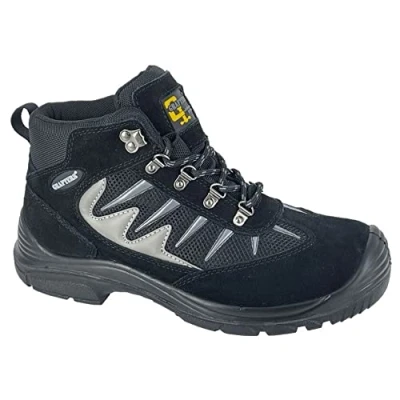 Image of Grafters Mens Workwear Safety Ankle Boot Steel Toe Cap Black Suede (M074A) EU 41
