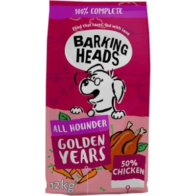 Image of Barking Heads Complete Dry Dog Food 12kg Senior All Hounder Golden Years Chicken Natural Recipe with Joint Support Vet Approved