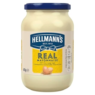 Image of Hellmann&#039;s Real Mayonnaise with 100% free range eggs and sustainably sourced oils for fries, burgers, salads 600 g