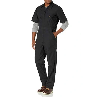 Image of Dickies Men&#039;s Short sleeve Coverall?? ????????overol De Manga Corta.???? ?????? ?????kurzarm overalls and coveralls workwear apparel, Black Xl, M UK