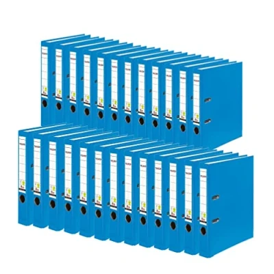 Image of Exacompta Ref 11286762007F FALKEN Vegan PP Lever Arch Files Suitable for A4 Documents, 50mm Spine, Spine Label, Metal Finger Hole Aqua (Pack of 25)
