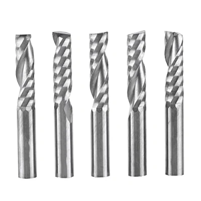 Image of 5pcs 6mm Shank Tungsten Carbide Single Flute End Mills CNC Router Milling Bits for Wood Aluminum Steel