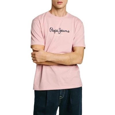 Image of Pepe Jeans EGGO Print Tshirt, Men&#039;s, Size: Large, Pink