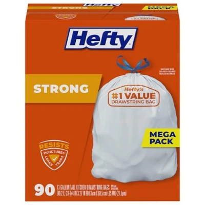 Image of Hefty Strong and Deep Kitchen Bin Liners, 49.2 Litre