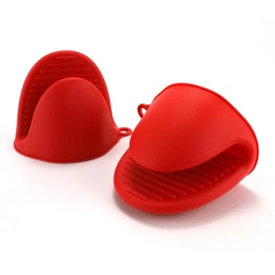 Image of Oven Glove Thicken Silicone Pot Holder Mini Mitts Heat Resistant Pinch Covers for Baking, Cooking, Bbq Grilling (Red)