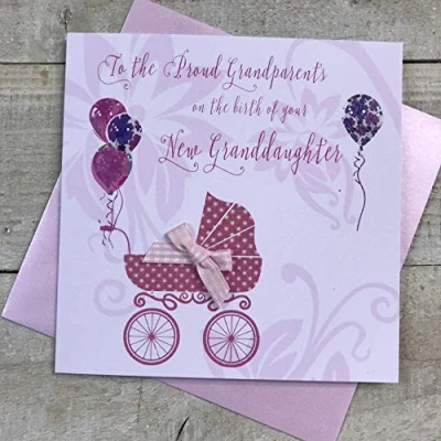Image of to The Proud Grandparents Handmade Baby Card Congratulations New Granddaughter by WHITE COTTON CARDS DT204