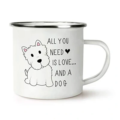 Image of All You Need is Love and A Dog Retro Enamel Mug Cup
