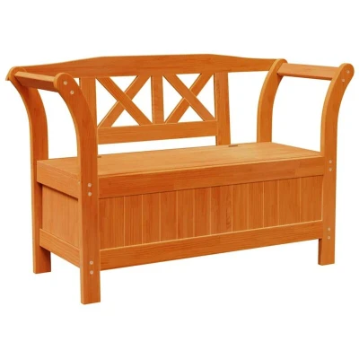 Image of vidaXL Outdoor Bench Solid Acacia Wood, Hidden Storage, Patio/Garden Seating, 2 People, Matte Finish, 119x44.5x75.5 cm