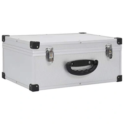 Image of vidaXL Silver Aluminium ABS CD Storage Case Compact and Lightweight 60 Capacity with Lockable Design