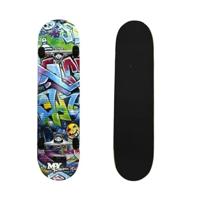 Image of M.Y X Skate &#039;Graffiti&#039; Complete Skateboard 31&quot; Double Kick Beginner for Kids Teenagers &amp; Adults 7 Ply Birch Deck ABEC Bearings tricks and skateparks