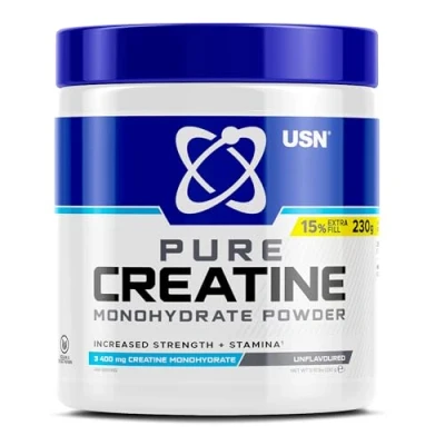 Image of USN Micronised Creatine Powder 230g (67 Servings): 100% Pure Monohydrate for Performance and Muscle Recovery, Suitable Vegans Unflavoured