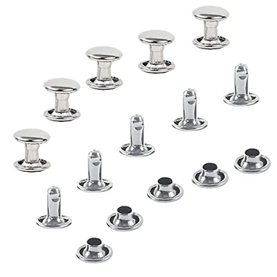 Image of 300 Sets Silver Stainless Steel Leather Rivets Double Cap Rivet Tubular Metal Studs Repairs Decoration Craft Accessories for Clothes Shoes Bags Belts (8mm, Silver)