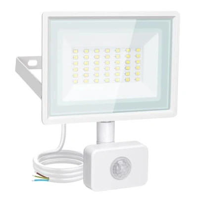 Image of Aigostar 30W Security Lights Outdoor Motion Sensor, 2510 Lumen PIR Light, IP65 Waterproof Sensor Flood Ultra Thin for Forecourt, Backyard, Garages, 6500K