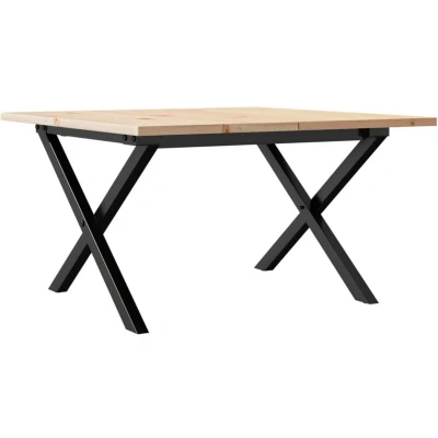 Image of vidaXL Coffee Table X Frame 60x60x40 cm Solid Wood Pine and Steel