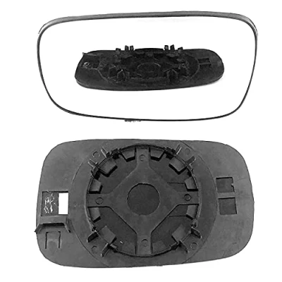 Image of Clip on Heated Base Convex Wing Mirror Glass fits Renault Scenic 2004 to 2008 Left Passenger Side