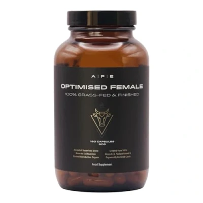 Image of APE Nutrition Optimised Female 100% Grass Fed Dessicated Beef Organs to Support Women&#039;s Health, Hormone &amp; Thyroid Support, Ancestral Supplement UK, 180 500mg Capsules