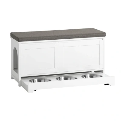 Image of Cat House with 3 Built in Bowls Shoe Cabinet,FSR136 W Sobuy