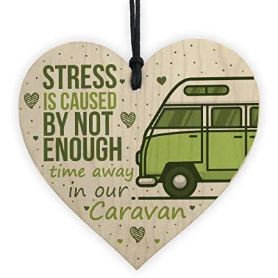 Image of RED OCEAN Novelty Caravan Sign Campervan Gifts Wooden Hanging Heart Funny Plaque Friendship Retirement