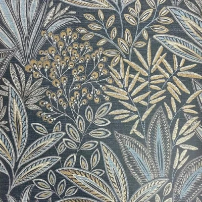 Image of CROWN Sahara Leaf Navy Wallpaper M1784
