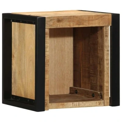 Image of vidaXL bedside cabinet wall mounted nightstand 40x35x40 cm mango wood retro storage for bedroom