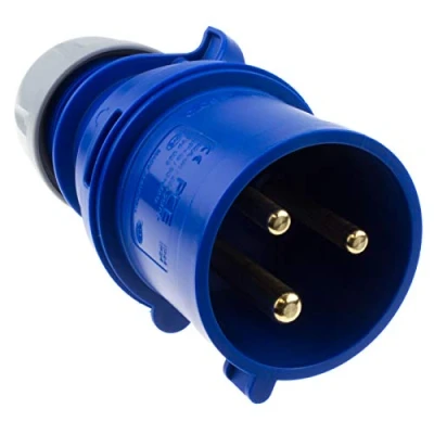 Image of kenable 3 Pin 32A 230V Pole CEE Industrial Plug Generator/Welder IP44 Blue