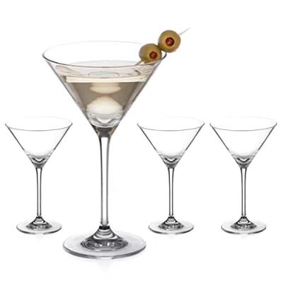 Image of DIAMANTE Martini Prosecco Cocktail Glasses ‘Auris’ Collection Undecorated Crystal Set of 4