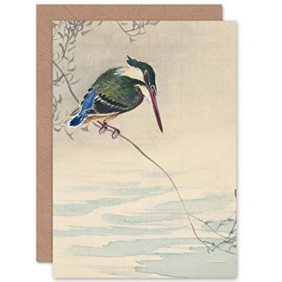 Image of Artery8 Ohara Koson Kingfisher Bird Japanese Painting Fine Art Greeting Card Plus Envelope Blank Inside