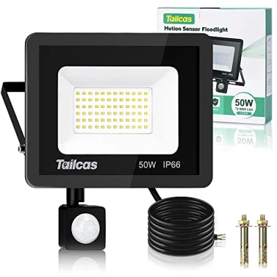 Image of Security Lights Outdoor Motion Sensor, 50W 4500LM Outside Light with PIR IP66 Waterproof Flood Mains Powered, Ultra Thin Wall for Garden,Yard,Doorways, Garage