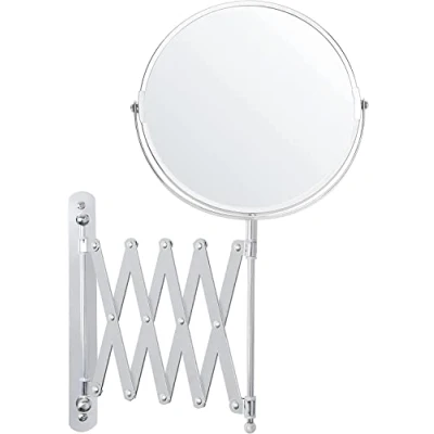 Image of night zone Chrome Wall Mounted Extendable 360 Swivel Mirror 3X Magnification Double Sided Rotating Stainless Steel Bathroom Vanity for Makeup and Shaving