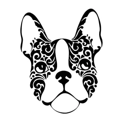 Image of PMSMT 2Pcs Car Sticker Bulldog French Sugar Skull Frenchie Dog Decal Vinyl Stickers Black/Silver 13 .1x16 .7cm Black