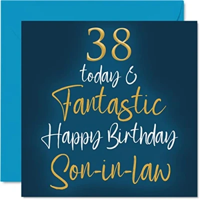 Image of Fantastic 38th Birthday Cards for Son in law 38 Today &amp; Happy Card from laws, Gifts, 145mm x Greeting Gift