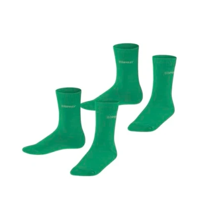 Image of ESPRIT Unisex Kids Foot Logo 2 Pack K SO Cotton Plain Pairs Socks, Green (Apple 7200), 6 8.5