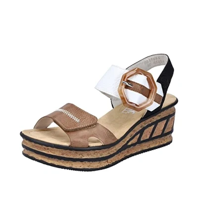 Image of Rieker Women&#039;s 68176 Sandal, Beige Combi, 8 UK