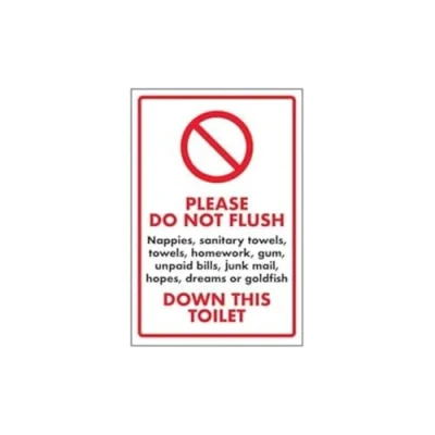Image of V Safety Please Do Not Flush Nappies Sign 300mm x 400mm Rigid Plastic