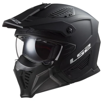 Image of LS2 Motorcycle Helmet OF606 DRIFTER MATT BLACK Open Faced With Removable Mask Small (55 56cm)