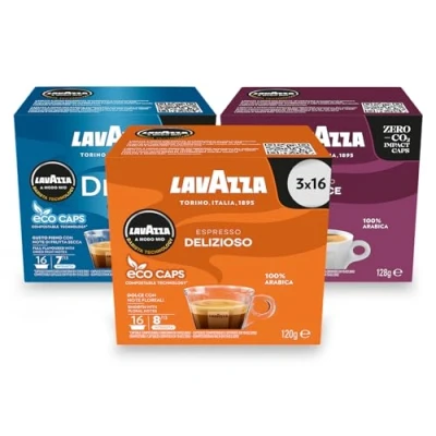 Image of Lavazza, Medium Roast Trio, A Modo Mio, Coffee Capsules, Compostable, 3 packs of 16 Pods (48 Capsules)