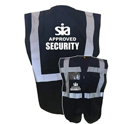 Image of SIA Security Black Zipped Hi Vis Vest Reflective, Work Wear Security, High Visibility, By Brook Vis, XLarge
